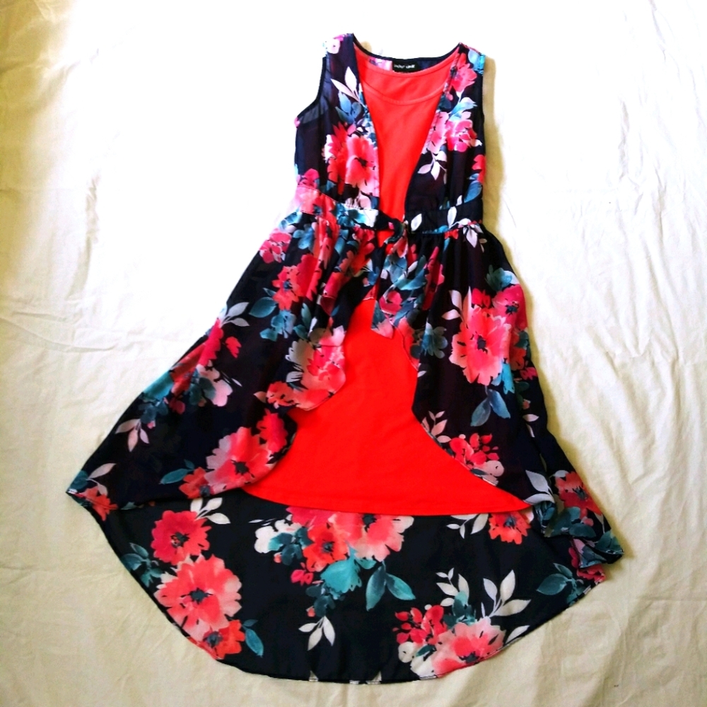Paper doll, floral dress girl.